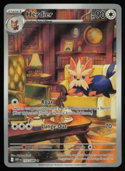 2025 SCARLET & VIOLET SERIES - WHITE FLARE HERDIER ILLUSTRATION RARE #155 - Image 1