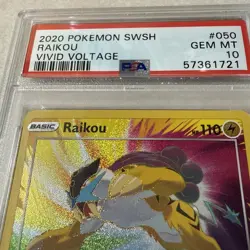 Pokemon Vivid Voltage Raikou 50/185 Amazing Rare Sword & Shield PSA10 GEM Mint🔥 - Image 3