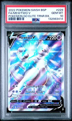 2022 POKEMON SWSH BLACK STAR PROMO #229 FULL ART/MEWTWO V PSA 10 - Image 1
