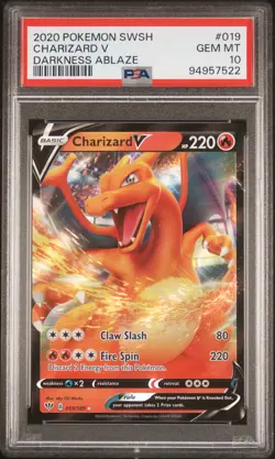 2020 POKEMON SWORD & SHIELD DARKNESS ABLAZE #019 CHARIZARD V PSA 10 - Image 1