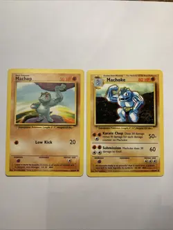 Machop 52/102 & Machoke 34/102 Base Set Pokemon TGC 1999 (B) - Image 1