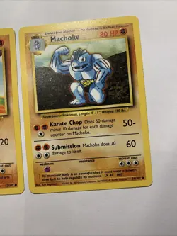 Machop 52/102 & Machoke 34/102 Base Set Pokemon TGC 1999 (B) - Image 3