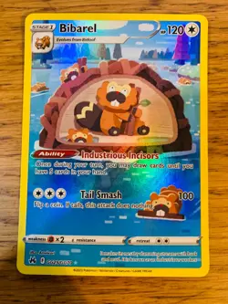 NEAR MINT! Bibarel GG25/GG70 Crown Zenith Galarian Gallery Pokemon Card! - Image 1
