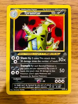 NEAR MINT! 1st Edition Tyranitar (12/75) Holo Neo Discovery Pokemon Card! - Image 1