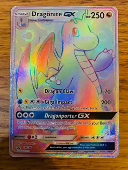 NM! Dragonite GX SM156 Sun & Moon Rainbow Rare Full Art Promo Pokemon Card! - Image 1