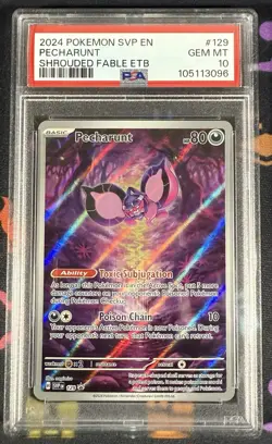 PSA 10 GEM MINT PECHARUNT # 129 Shrouded Fable ETB Black Star Promo Pokemon Card - Image 1