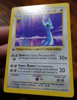 Dragonair 18/102 1st Edition Base Set Shadowless Rare Non-Holo Pokemon Card LP - Image 4