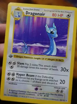 Dragonair 18/102 1st Edition Base Set Shadowless Rare Non-Holo Pokemon Card LP - Image 5