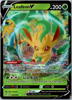 Pokemon Card - Leafeon V Evolving Skies 007/203 V Rare Holo Near Mint - Image 1