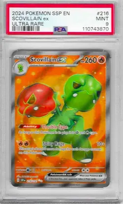 2024 POKEMON SSP EN SCOVILLAIN ex #216 CARD PSA 9 MINT NEW - Image 1