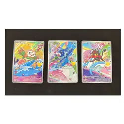 Pokemon First Partner Illustration 30th Anniversary Cards,Rowlet, Popplio, Litte - Image 1