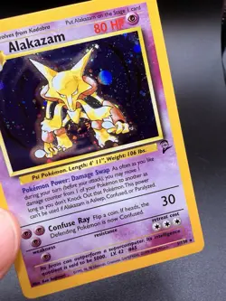 Alakazam Base Set 2 1/130 Holo Perfect Swirl NM Rare Vintage Pokemon Card - Image 2