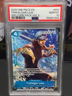 2025 One Piece English OP07-047 Trafalgar Law Welcome Pack Vol. 2 PSA 10 GEM MT - Image 1