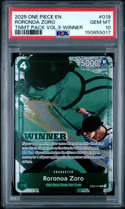 2025 ONE PIECE EB02 #019 WINNER PACK VOL 3 RORONOA PROMO PSA 10 GEM MINT - Image 1