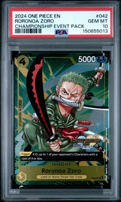 2024 ONE PIECE P-042 CHAMPIONSHIP CS EVENT PACK 2024 PROMO RORONOA ZORO PSA 10 - Image 1