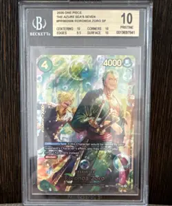 Roronoa Zoro PRB02-006 SP Bandai One Piece CCG The Azure Sea's Seven Foil BGS 10 - Image 1