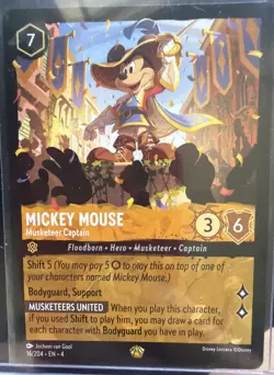 Non-Foil Disney Lorcana Mickey Mouse Musketeer Captain 16/204 Legendary NM - Image 1