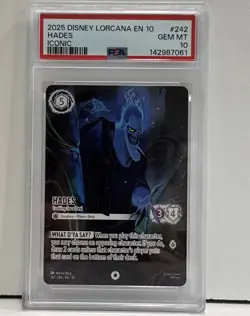 2025 DISNEY LORCANA WHISPERS IN THE WELL ICONIC HADES LOOKING FOR A DEAL PSA 10 - Image 1