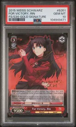 Weiss Schwarz Fate/Stay Night Unlimited Blade Works For Victory Rin SP PSA 10 - Image 1