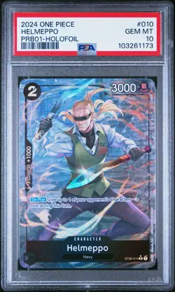 2024 ONE PIECE PRB01-010 HELMEPPO PSA 10 HOLO FOIL POP 2 PREMIUM BOOSTER #10 - Image 1