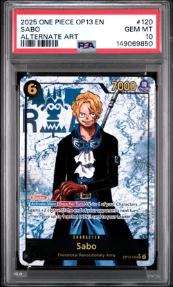 2025 ONE PIECE OP13 120 CARRYING ON HIS WILL SABO SEC ALT ART PARALLEL PSA 10 - Image 1