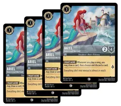 Disney Lorcana - Ariel - Determined Mermaid x 4 - NM Ursula's Return - Free Card - Image 1