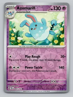 Reverse Holo Azumarill #065/162 Common SV05: Temporal Forces Pokemon - Image 1