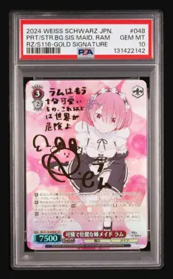 PSA 10 Ram SP Signed Pretty Strong Sister Maid Re:Zero Weiss Schwarz RZ/S116 JPN - Image 1