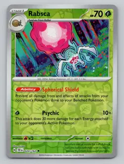 Reverse Holo Rabsca #024/162 Uncommon SV05: Temporal Forces Pokemon - Image 1