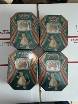 X4 Pokemon TCG Dragonite Dragons Tin w/ 10 Mini 3-Card Booster Packs - NEWSEALED - Image 1