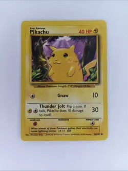 Pokemon TCG Base Set Pikachu Card 58/102 Unlimited Regular Common LP - Image 1