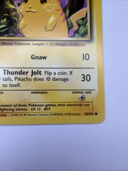 Pokemon TCG Base Set Pikachu Card 58/102 Unlimited Regular Common LP - Image 5