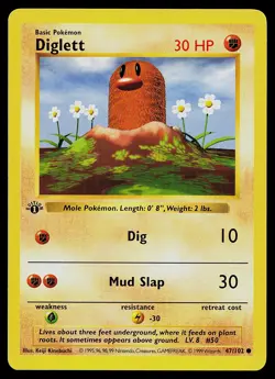 Pokemon Card - Diglett Base Set (Shadowless) 47/102 Common 1st Edition - Image 1