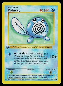 Pokemon Card - Poliwag 1st Edition Base Set Shadowless 59/102 - Image 1