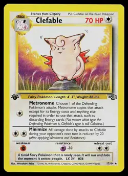 Pokemon Card - Clefable Jungle 17/64 1st Edition Rare - Image 1