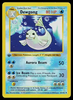 Pokemon Card - Dewgong Base Set (Shadowless) 25/102 Uncommon 1st Edition - Image 1