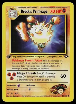 Pokemon Card - Brock's Primeape Gym Challenge 35/132 1st Edition Uncommon - Image 1