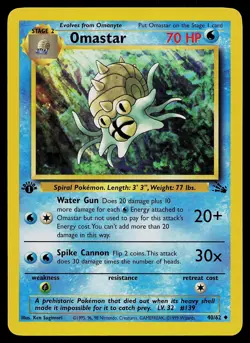 Pokemon Card - Omastar Fossil 40/62 1st Edition Uncommon - Image 1