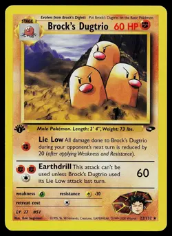Pokemon Card - Brock's Dugtrio Gym Challenge 22/132 1st Edition Rare - Image 1