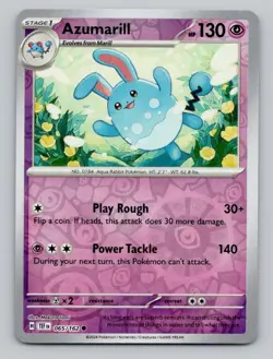 Reverse Holo Azumarill #065/162 Common SV05: Temporal Forces Pokemon - Image 1