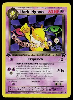 Pokemon Card - Dark Hypno Team Rocket 26/82 1st Edition Rare - Image 1