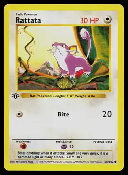 Pokemon Card - Rattata Base Set Shadowless 61/102 1st Edition Common - Image 1