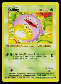 Pokemon Card - Koffing Base Set Shadowless 51/102 1st Edition Common - Image 1