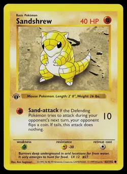 Pokemon Card - Sandshrew Base Set Shadowless 62/102 1st Edition Common - Image 1