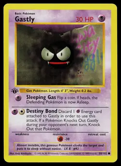 Pokemon Card - Gastly Base Set Shadowless 50/102 1st Edition Common - Image 1