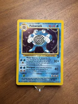 Pokemon Poliwrath Holo Rare 15/130 Base Set 2 LP MP Raw WOTC TCG Card - Image 1