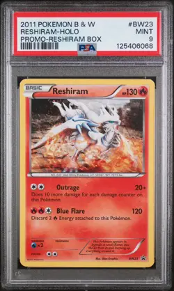 2011 POKEMON BLACK & WHITE PROMO RESHIRAM BOX #BW23 RESHIRAM-HOLO PSA 9 LOW POP - Image 1