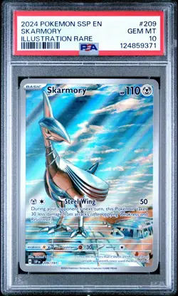 Pokemon TCG Skarmory 209/191 Surging Sparks Illustration Rare PSA 10 - Image 1