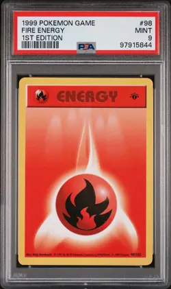 1999 POKEMON BASE SET 1ST EDITION #98 FIRE ENERGY PSA 9 - Image 1