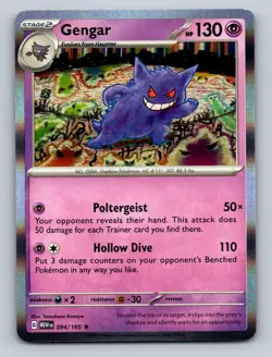 Pokemon Gengar Reverse Holo Rare SV: Scarlet & Violet 151 094/165 - Image 1